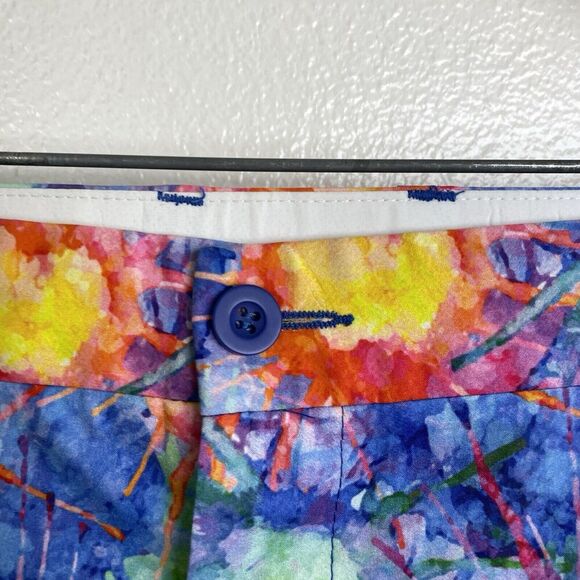 Hreski Golf Shorts 34 Mens Multi Splatter Chino Performance Flat Front Colorful - Picture 6 of 9